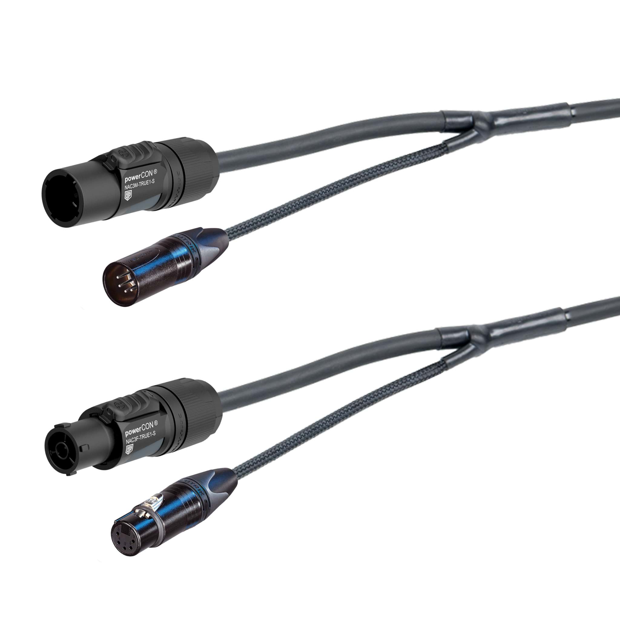 combi Power+DMX 1,5mm2 powerCON TRUE1 + XLR5-1p zwart 20m d10mm