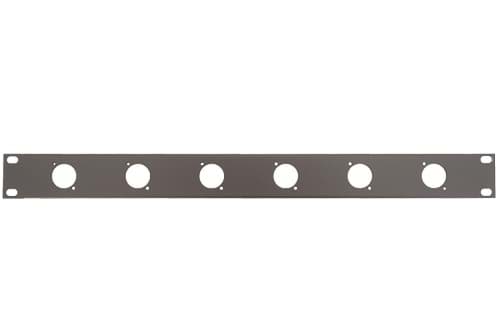 frontplaat 19inch 1HE-U gaten  6x XLR-D- staal zwart