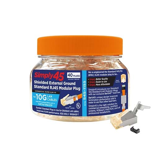 RJ45 CAT6A/7/7A 10G STP AWG23/1 AWG24/7 +bar dmax=8,0mm Simply45 WP
