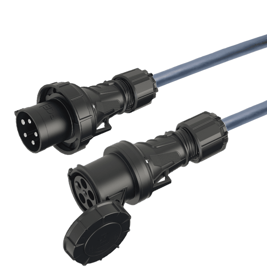 CEE 63A 400V 5p rood zwart PCE MIDNIGHT ALU PUR verlengkabel