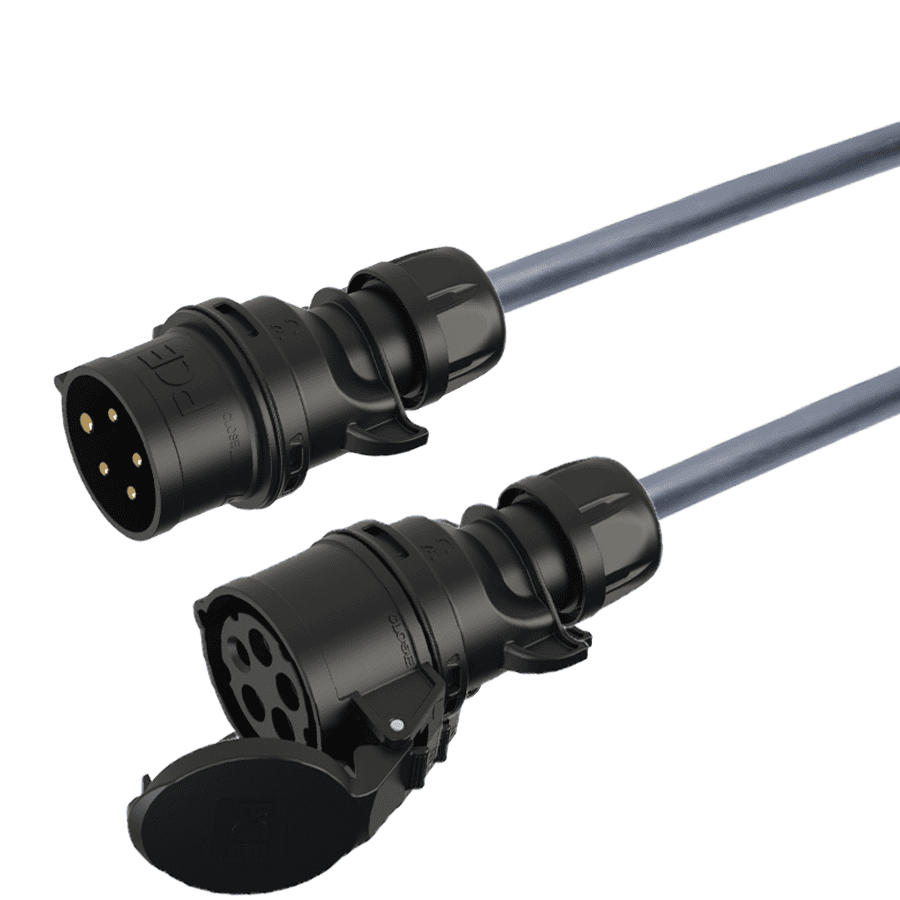 CEE 32A 400V 5p rood zwart PCE MIDNIGHT ALU PUR verlengkabel