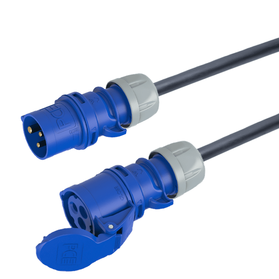 CEE 32A 250V 3p blauw PCE verlengkabel
