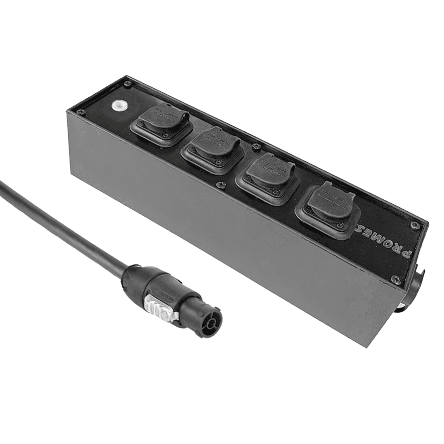 powerCON blokken en bekabeling