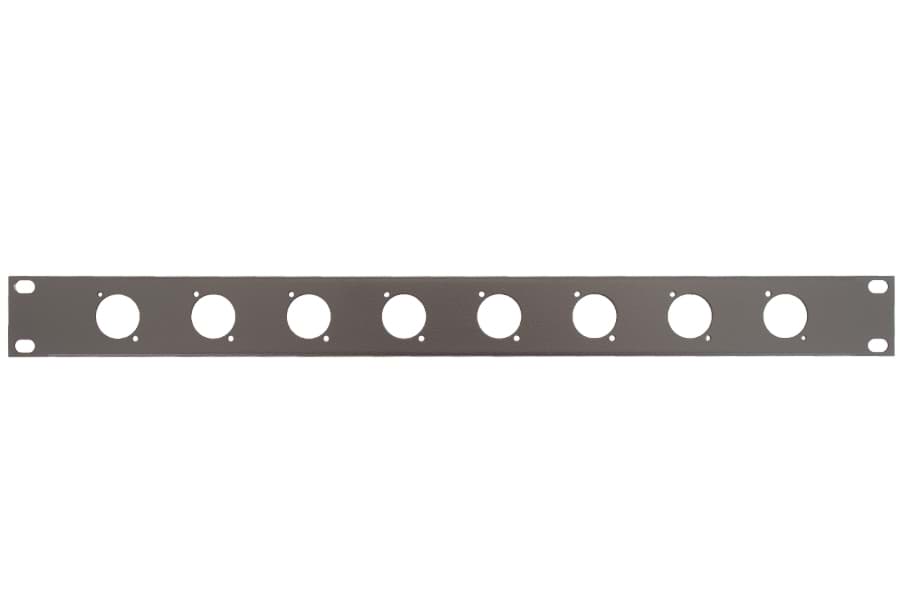 frontplaat 19inch 1HE-U gaten  8x XLR-D- staal zwart