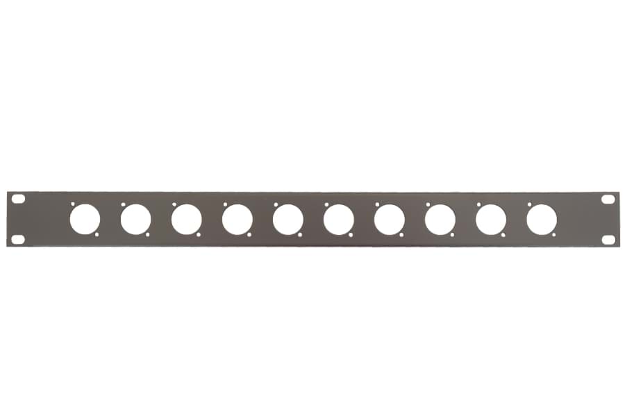 frontplaat 19inch 1HE-U gaten 10x XLR-D- staal zwart