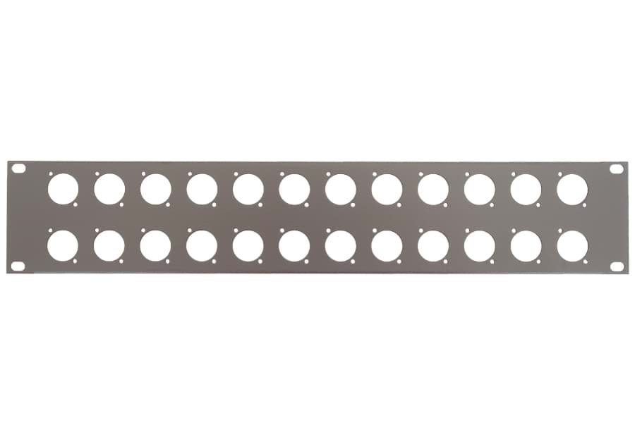frontplaat 19inch 2HE-U gaten 24x XLR-D- staal zwart