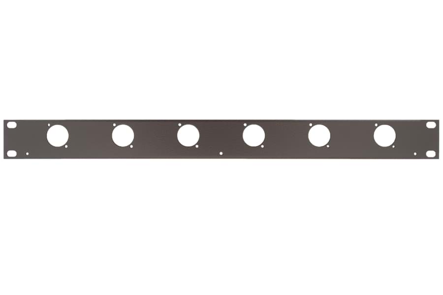 frontplaat 19inch 1HE-U gaten  6x XLR-D- staal zwart (tbv U-bar)