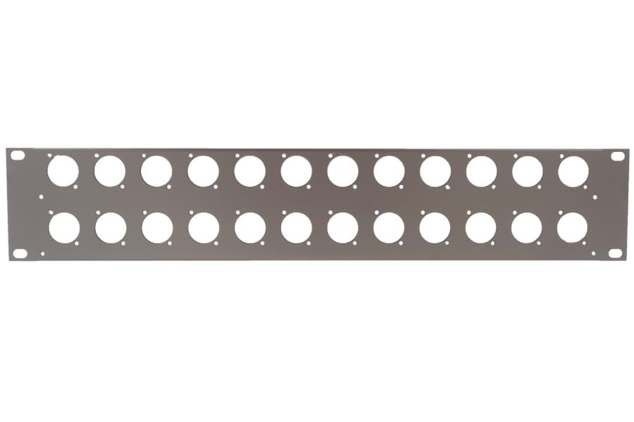 frontplaat 19inch 2HE-U gaten 24x XLR-D- staal zwart (tbv U-bar)