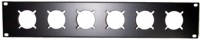 frontplaat 19inch 2HE-U gaten 6x schuko(50x50) staal zwart
