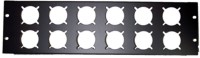 frontplaat 19inch 3HE-U gaten 12x schuko(50x50) staal zwart