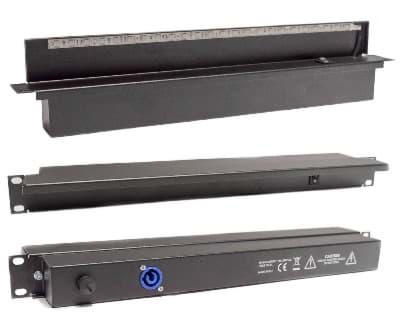 racklight 19inch 1HE zwart LED wit/blauw powerCON blauw