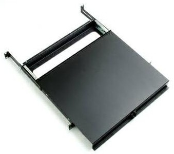 schrijfplateau uitschuifbaar 19inch 1HE zwart met vergrendeling