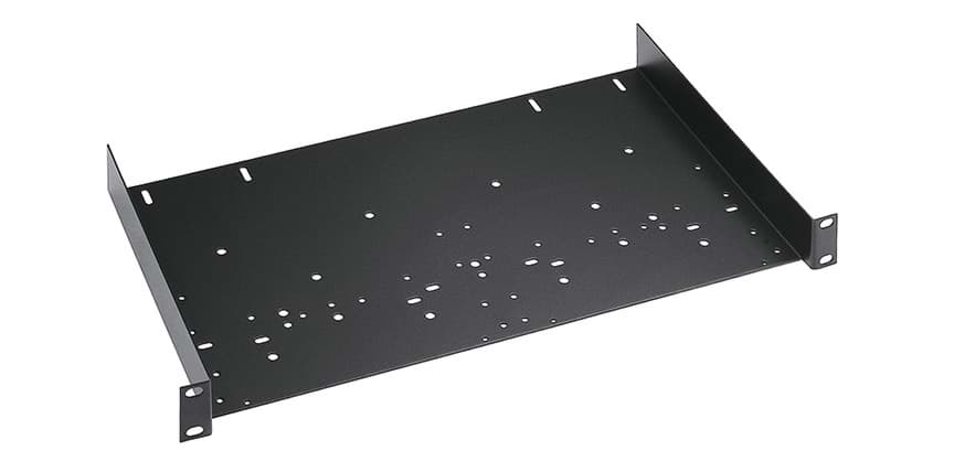inlegsteun 19inch 1HE d380 zwart met bevestigsmogelijkheden