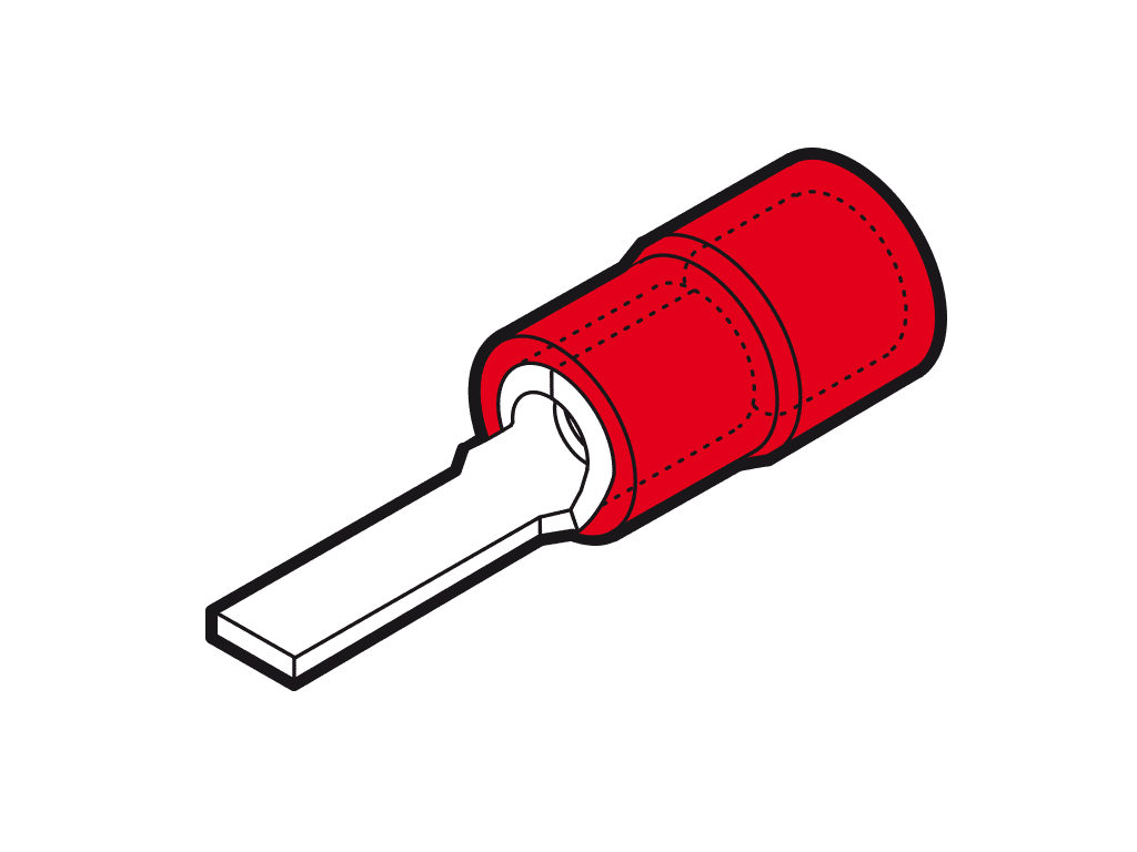 vlakstiftkabelschoen geisoleerd 0.25-1.5mm2 rood 11.3x3mm PVC VPE100