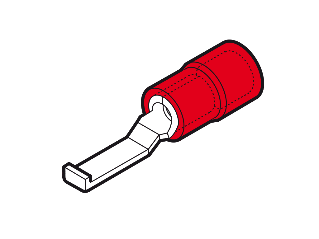 vlakstiftkabelschoen+LIP geisoleerd 0.25-1.5mm2 rood 17.5x4.6mm PVC