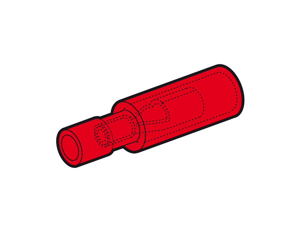 rondsteker female geisoleerd 0.25-1.5mm2 rood D4mm PA6.6 VPE100