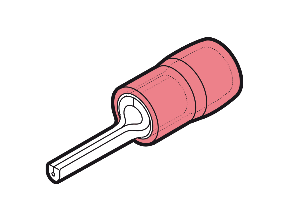 pinkabelschoen geisoleerd 0.25-1.5mm2 rood L9.0mm PA6.6 VPE100