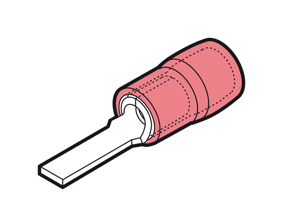 vlakstiftkabelschoen geisoleerd 0.25-1.5mm2 rood 18.0x2mm PA6.6 VPE100