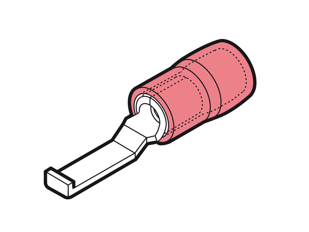 vlakstiftkabelschoen+LIP geisoleerd 0.25-1.5mm2 rood 16.8x4.6mm PA6.6