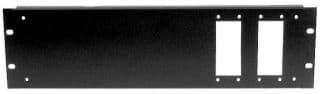 frontplaat 19inch 3HE-U gaten 2x Han E16  staal zwart (tbv CBox)