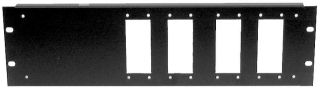 frontplaat 19inch 3HE-U gaten 4x Han E16  staal zwart (tbv CBox)