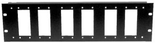 frontplaat 19inch 3HE-U gaten 6x Han E16  staal zwart (tbv CBox)