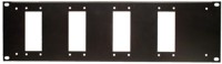 frontplaat 19inch 3HE-U gaten 4x Han E16 mirror staal zwart (tbv CBox)