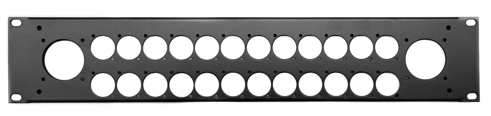 frontplaat 19inch 2HE-U gaten 2xLK37+2x12xXLR-D (tbv CBox 2-65)