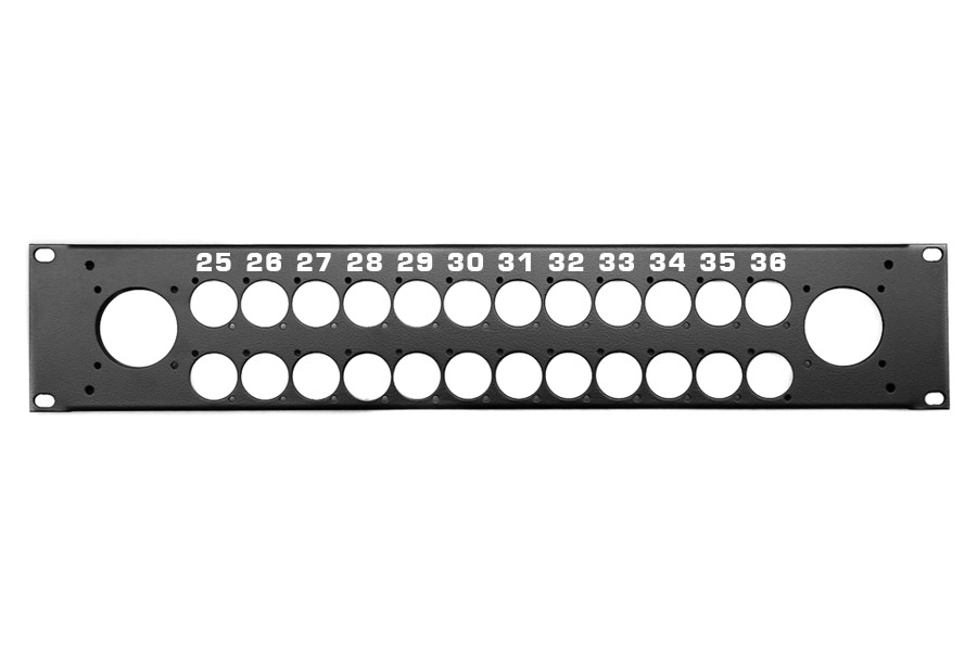 frontplaat 19inch 2HE-U gaten 2xLK37+2x12xXLR-D 25-36 (tbv CBox 2-65)