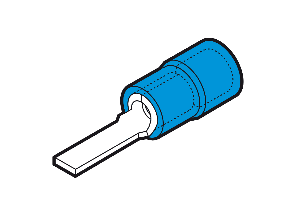 vlakstiftkabelschoen geisoleerd 1.5-2.5mm2 blauw 13.3x2.5mm PVC VPE100