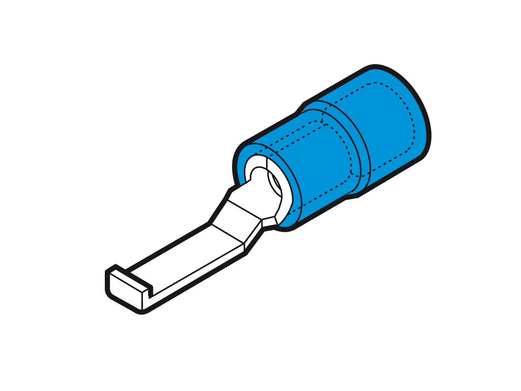 vlakstiftkabelschoen+LIP geisoleerd 1.5-2.5mm2 blauw 17.5x4.6mm PVC
