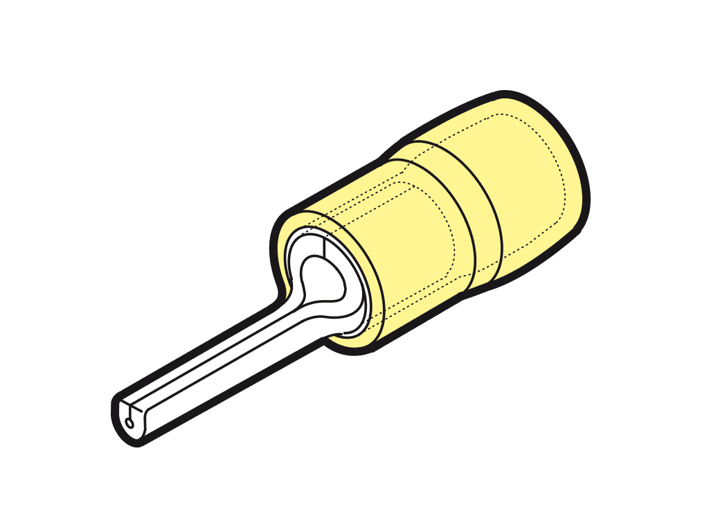 pinkabelschoen geisoleerd 4-6mm2 geel L14.0mm PA6.6 VPE100