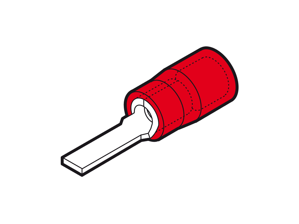 vlakstiftkabelschoen geisoleerd 0.25-1.5mm2 rood 14.8mm PC-V0 VPE100