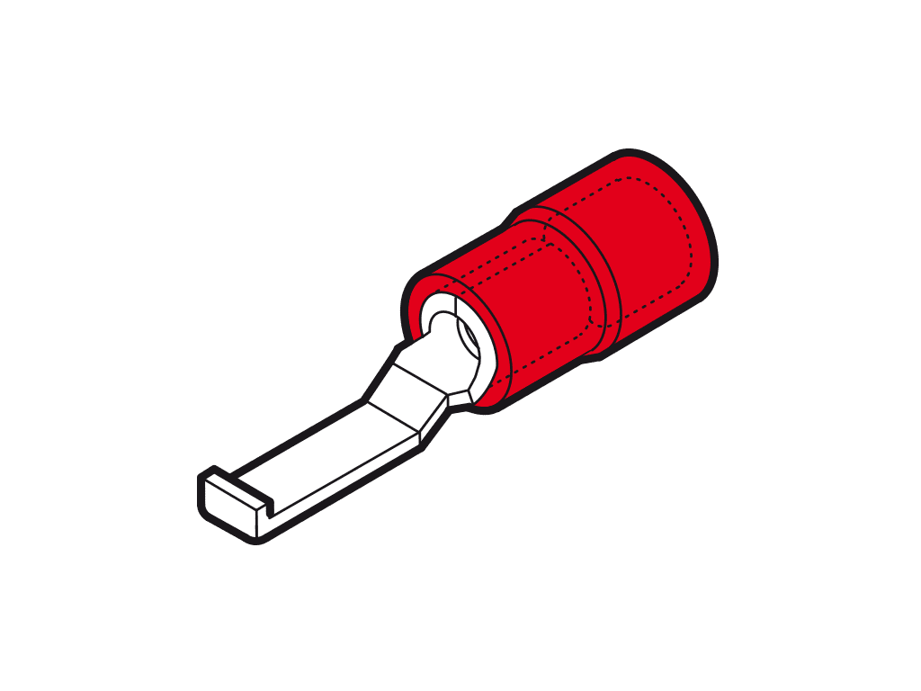 vlakstiftkabelschoen+LIP geisoleerd 0.25-1.5mm2 rood 17.5x3mm PC-V0