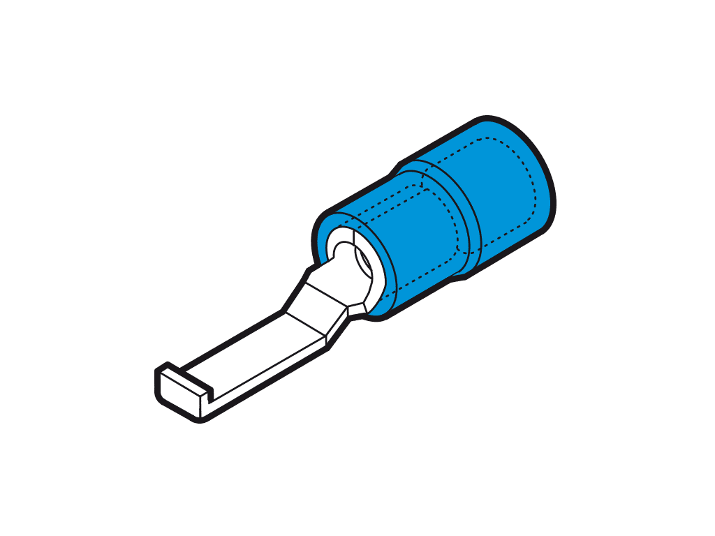 vlakstiftkabelschoen+LIP geisoleerd 1.5-2.5mm2 blauw 17.5x4.6mm PC-V0