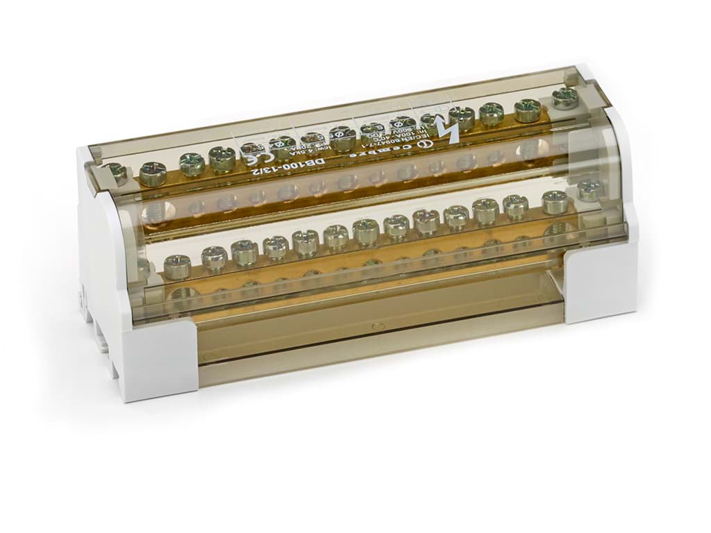 Verdeelblok 2F 100A 2x10-25 + 7x1.5-6 + 6x0.75-4 TS35 Cembre