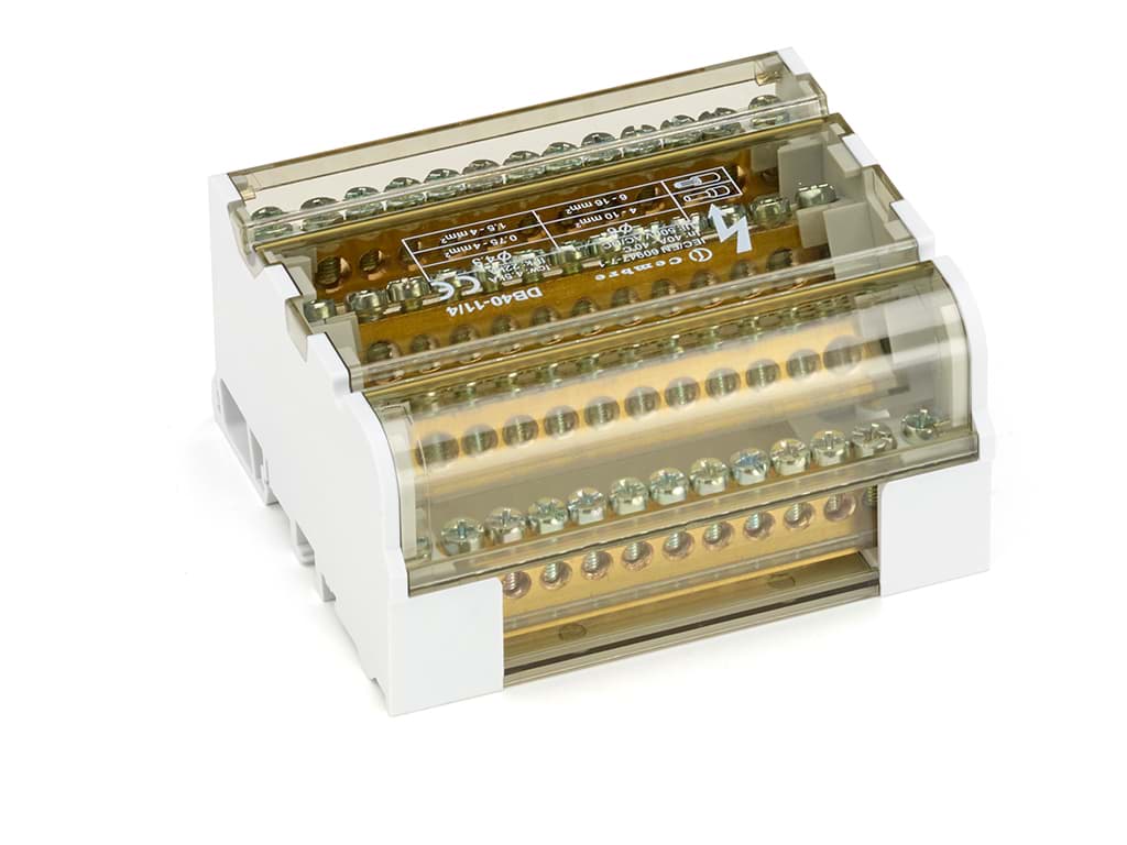 Verdeelblok 4F  40A 2x4-10 + 11x0.75-4 TS35 Cembre