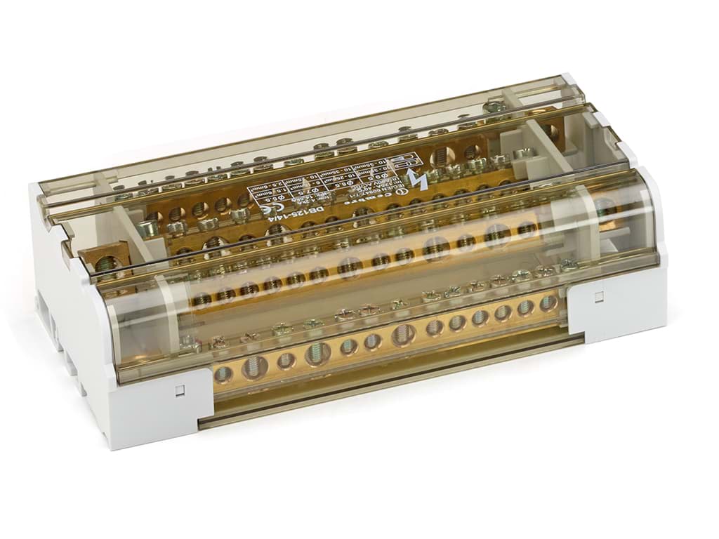 Verdeelblok 4F 125A 1x10-35 + 2x6-16 +11x1.5-6 TS35 Cembre