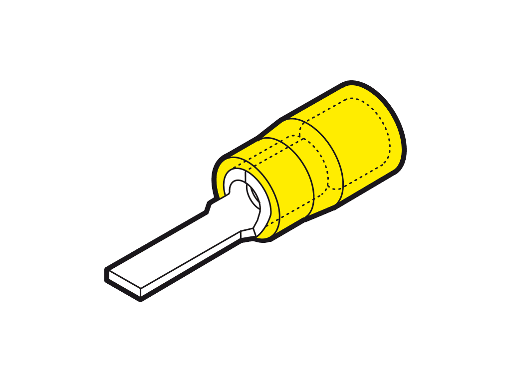 vlakstiftkabelschoen geisoleerd 4-6mm2 geel 19.1mm PC-V0 VPE100