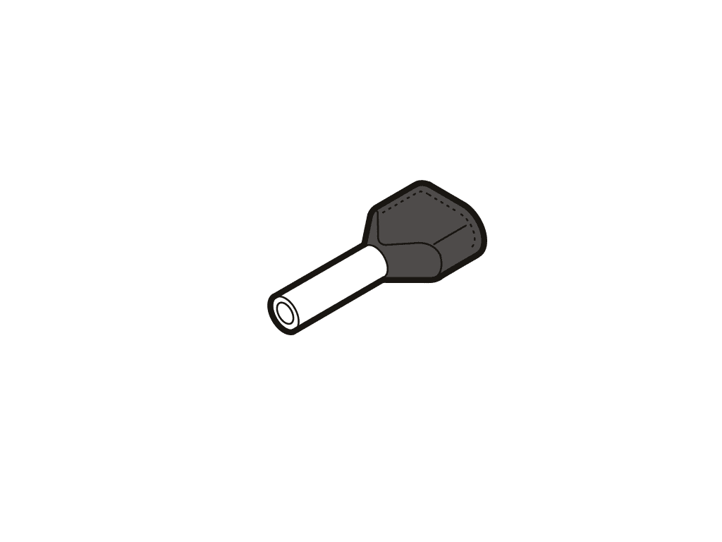 adereindhuls TWIN 2x 1.5mm2 zwart pen= 8mm DS10000