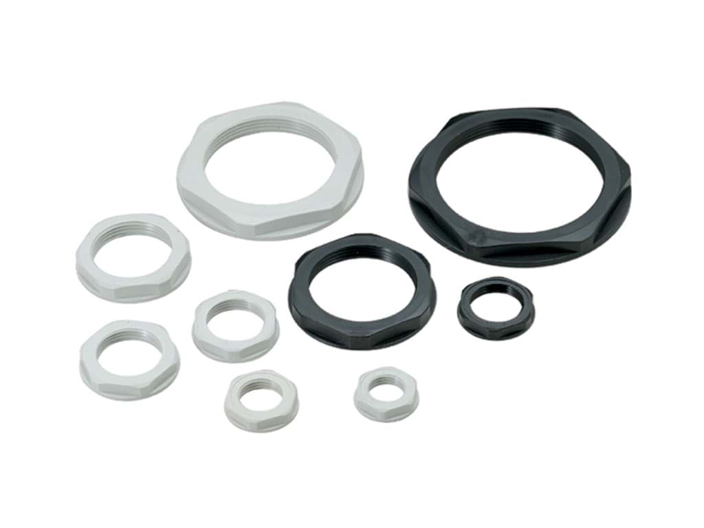 LOCKNUT WITH COLLAR PG21 POLYAMIDE PA6.6 LIGHT GREY