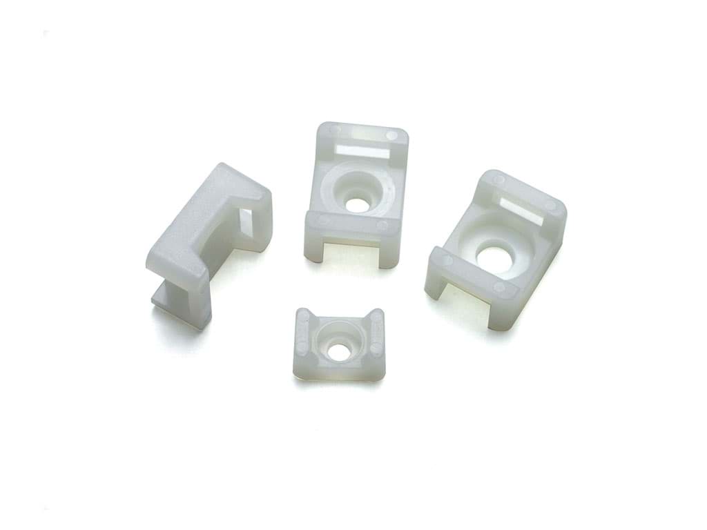NATURAL SELF-ADHESIVE PA6.6 POLYAMIDE SADDLE CLAMP, ACCEPTS CABLE TIE