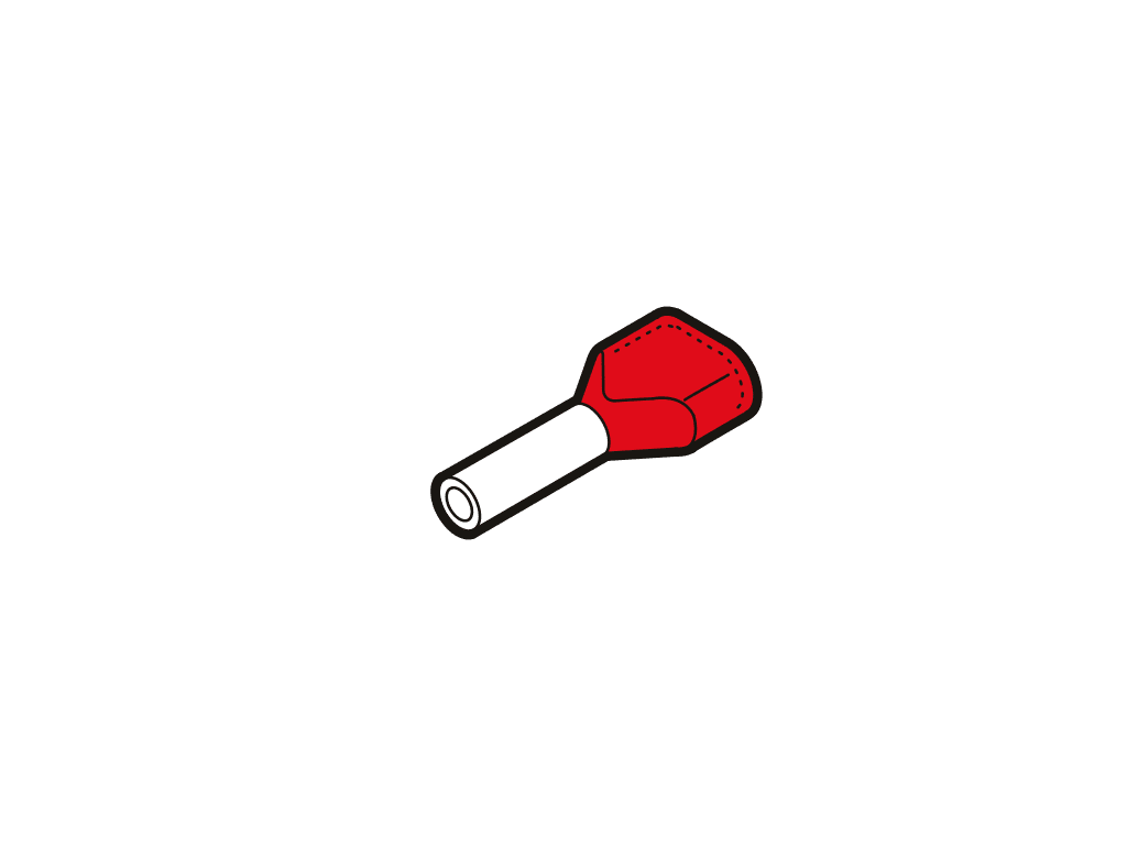 adereindhuls TWIN 2x 1.0mm2 rood pen= 8mm