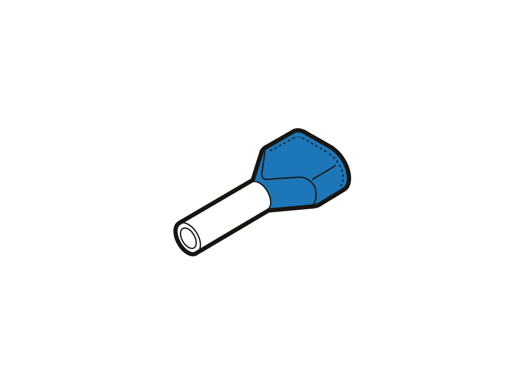 adereindhuls TWIN 2x2.5mm2 blauw pen=10mm