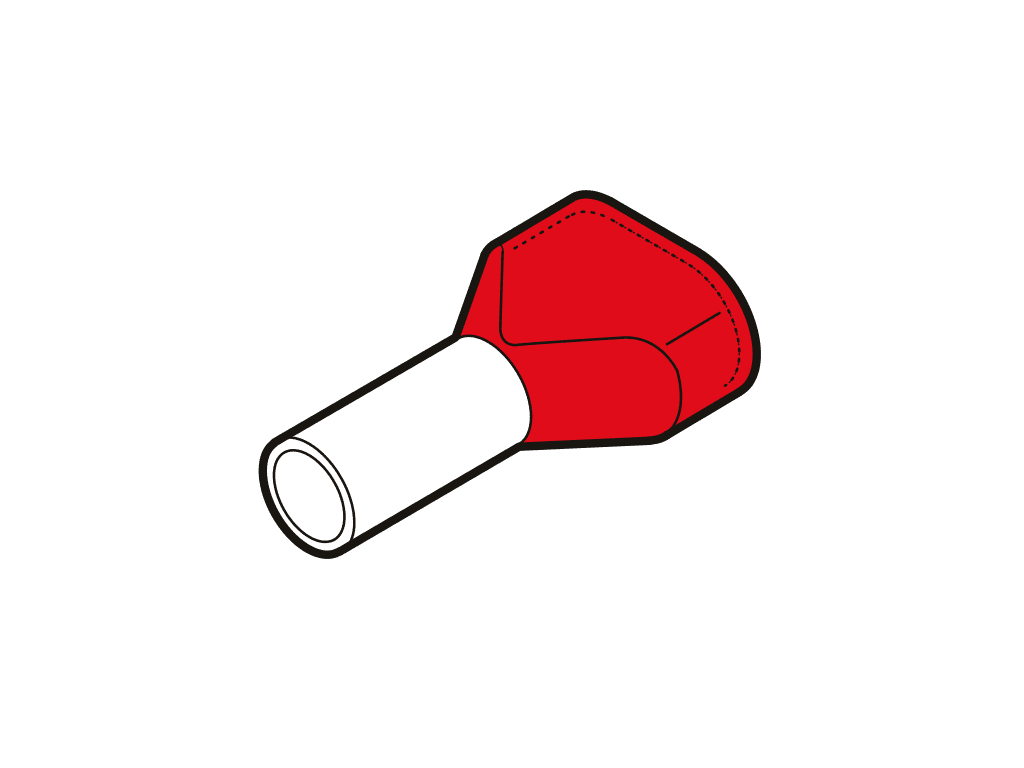 adereindhuls TWIN 2x10.0mm2 rood pen=12mm ZK50