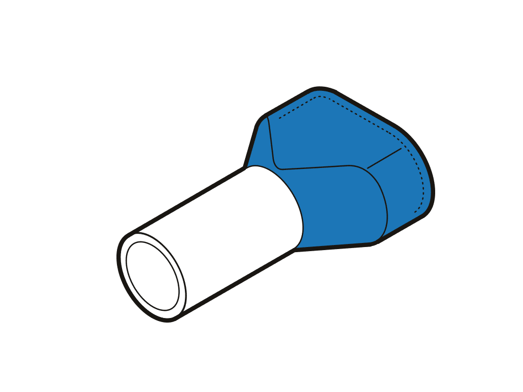 adereindhuls TWIN 2x16.0mm2 blauw pen=14mm ZK50