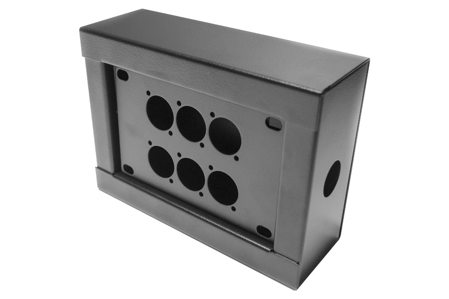 stagebox SD8 met gat 25mm d=65mm + inlegplaat 6x XLR-D-gat