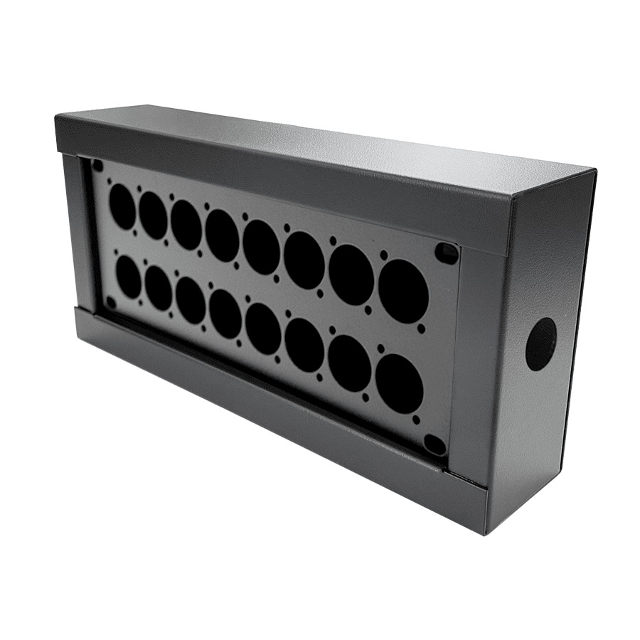 stagebox SD16 met gat 25mm d=65mm + inlegplaat 16x XLR-D-gat