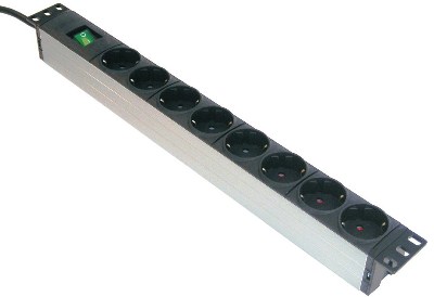 PDU 19inch in:Schuko-2,0m uit:8xShuko met schakelaar+lamp