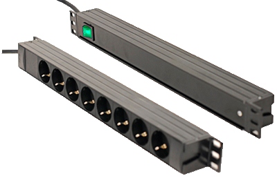 PDU 19inch in:Schuko+2,0m uit:8xSchuko met schakelaar in front / zwart